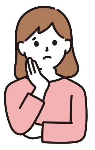 頬に手を当てて悩む女性のイラスト